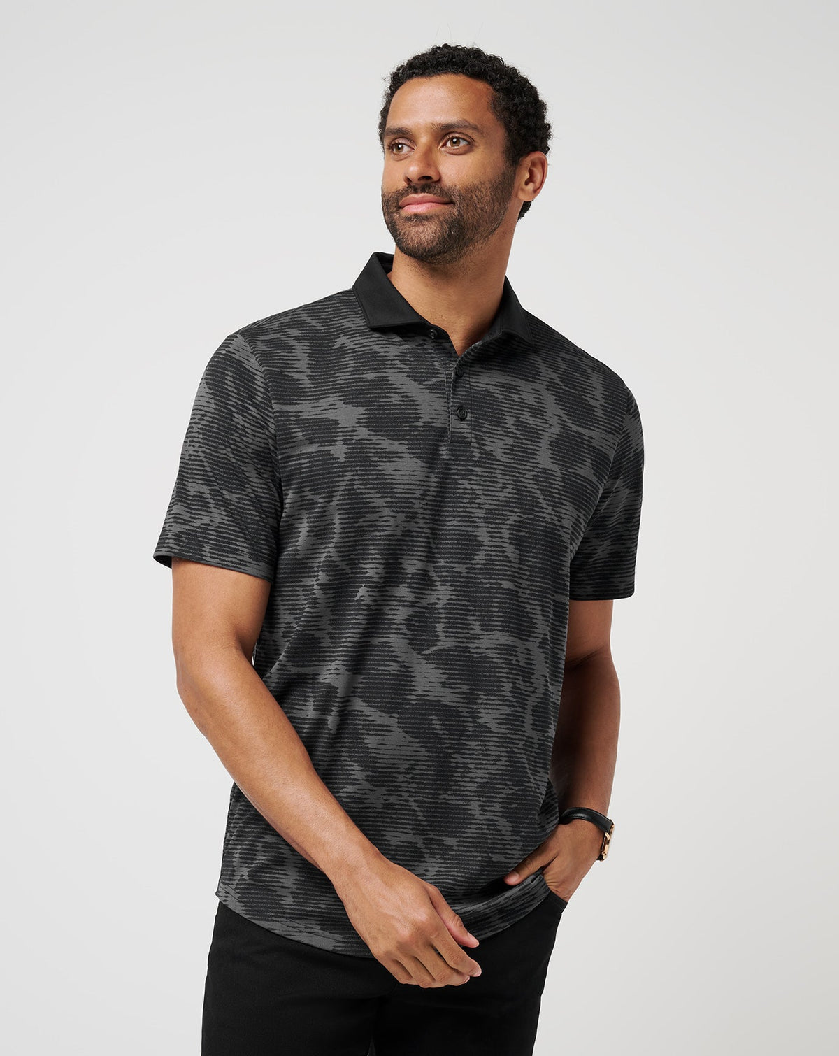 Black Travis Mathew Study Abroad Polo