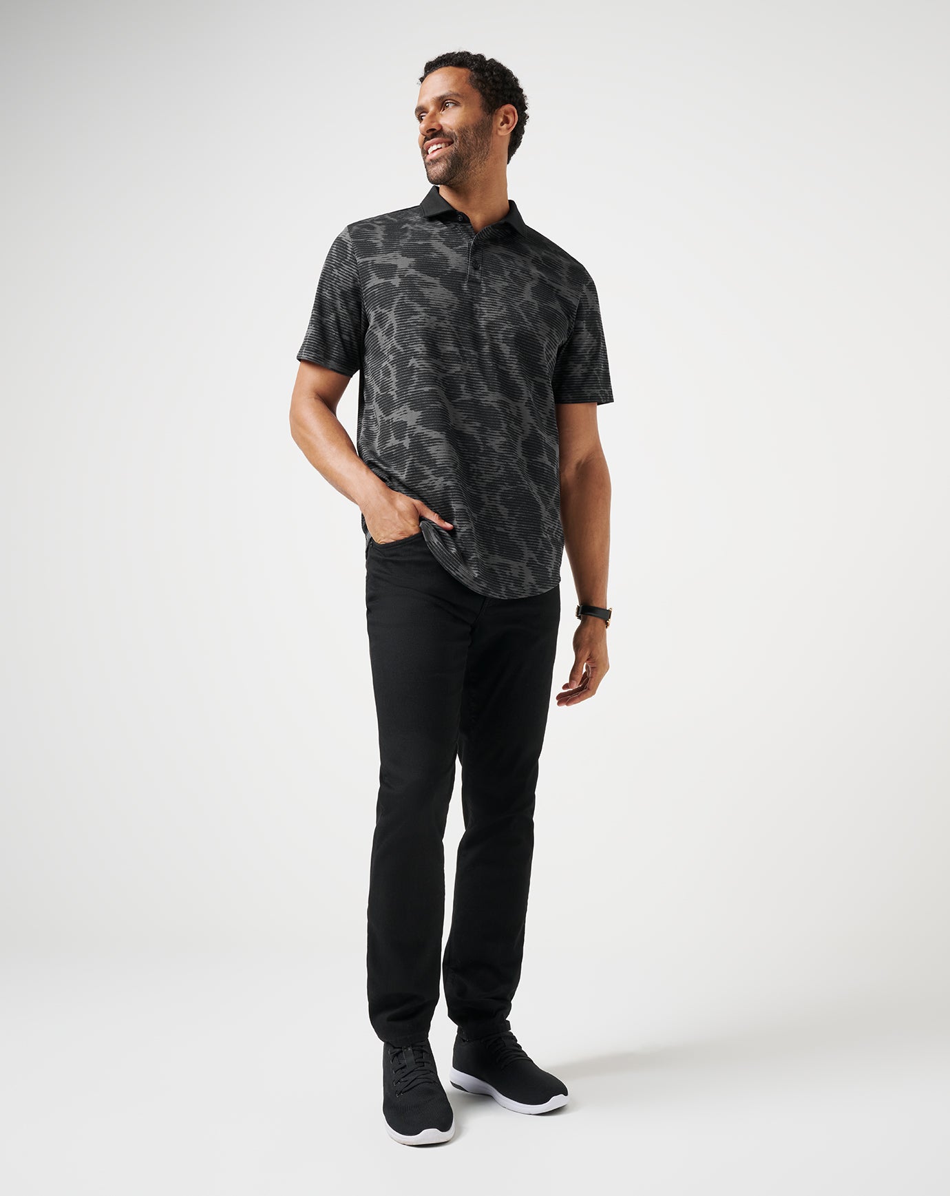 Black Travis Mathew Study Abroad Polo