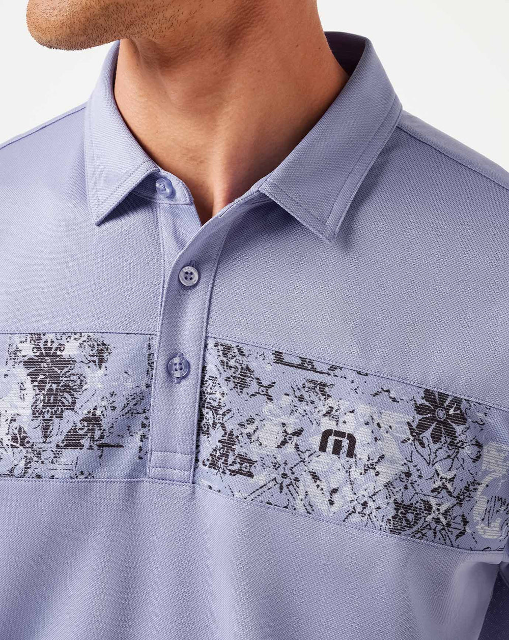 Heather Violet Storm Travis Mathew Good Good Chest Stripe Polo