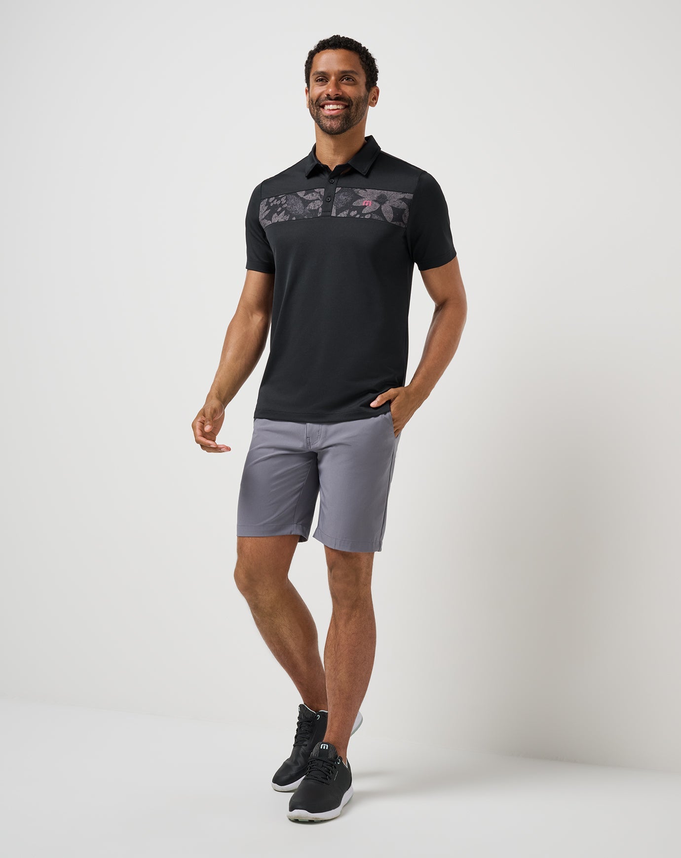 Black/Damson Travis Mathew Good Good Chest Stripe Polo