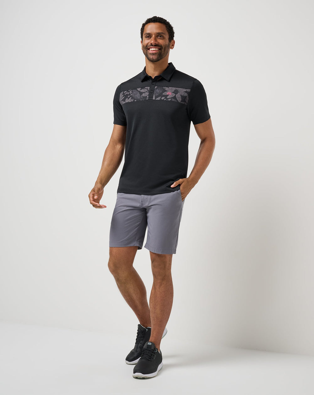Black/Damson Travis Mathew Good Good Chest Stripe Polo