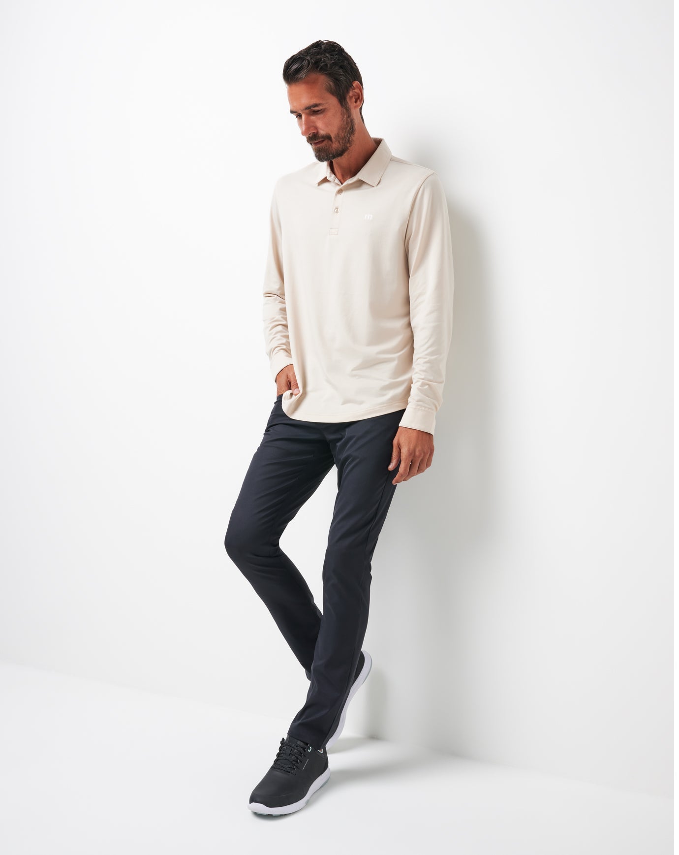 Italian Sand Travis Mathew Featherweight Long Sleeve Polo