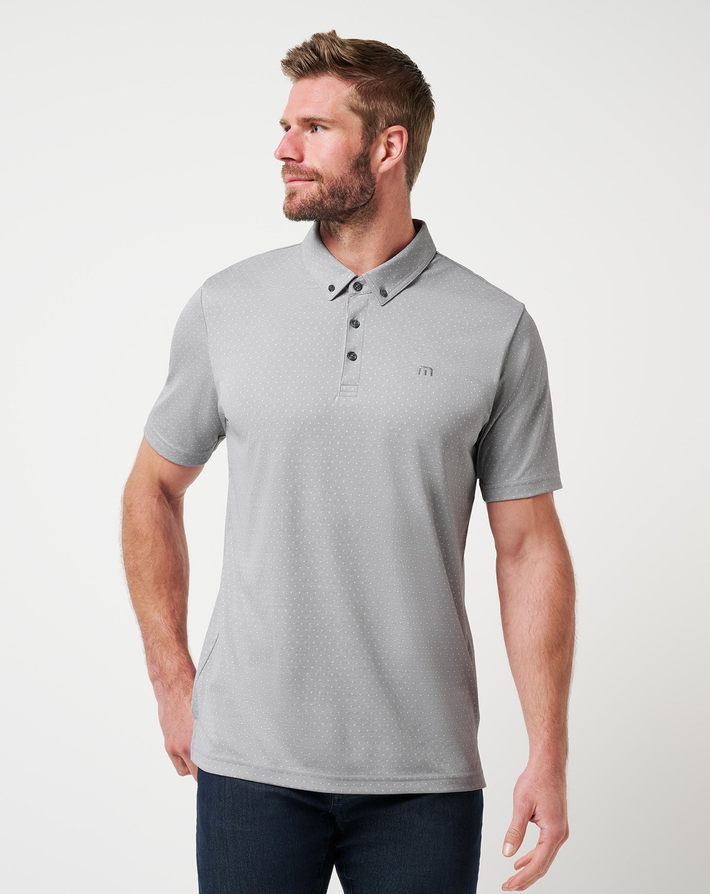 Heather Light Grey Travis Mathew Handsome Town 3.0 Polo