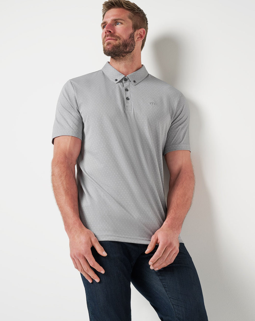 Heather Light Grey Travis Mathew Handsome Town 3.0 Polo
