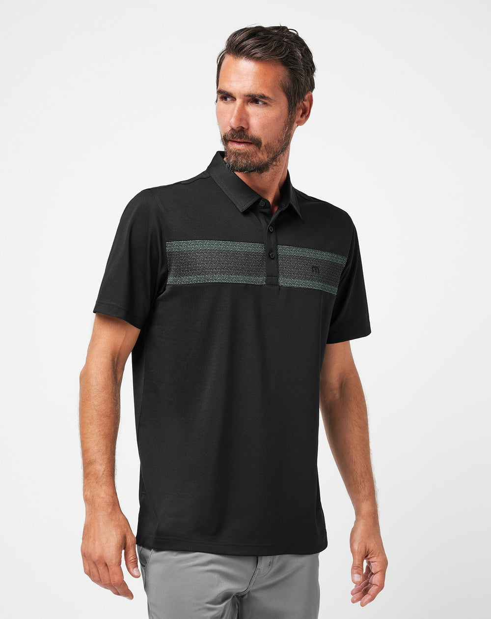 Black/Eggshell Travis Mathew Good Good Chest Stripe Polo