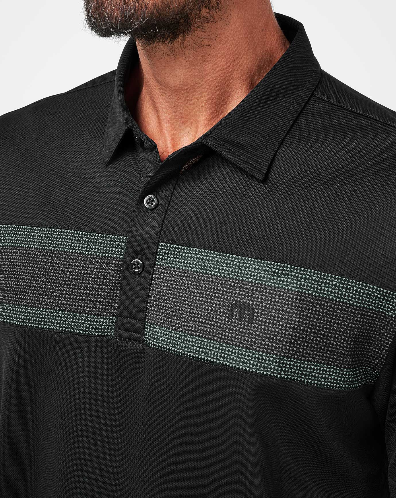 Black/Eggshell Travis Mathew Good Good Chest Stripe Polo