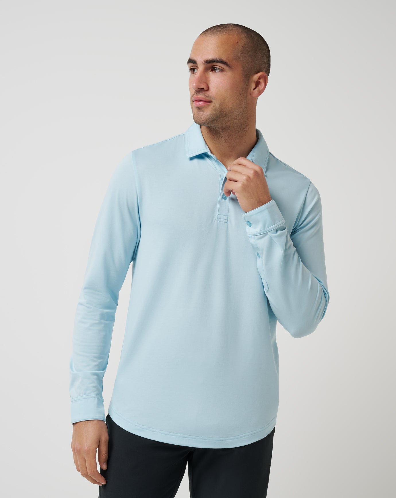 Cory Blue Travis Mathew Featherweight Long Sleeve Polo