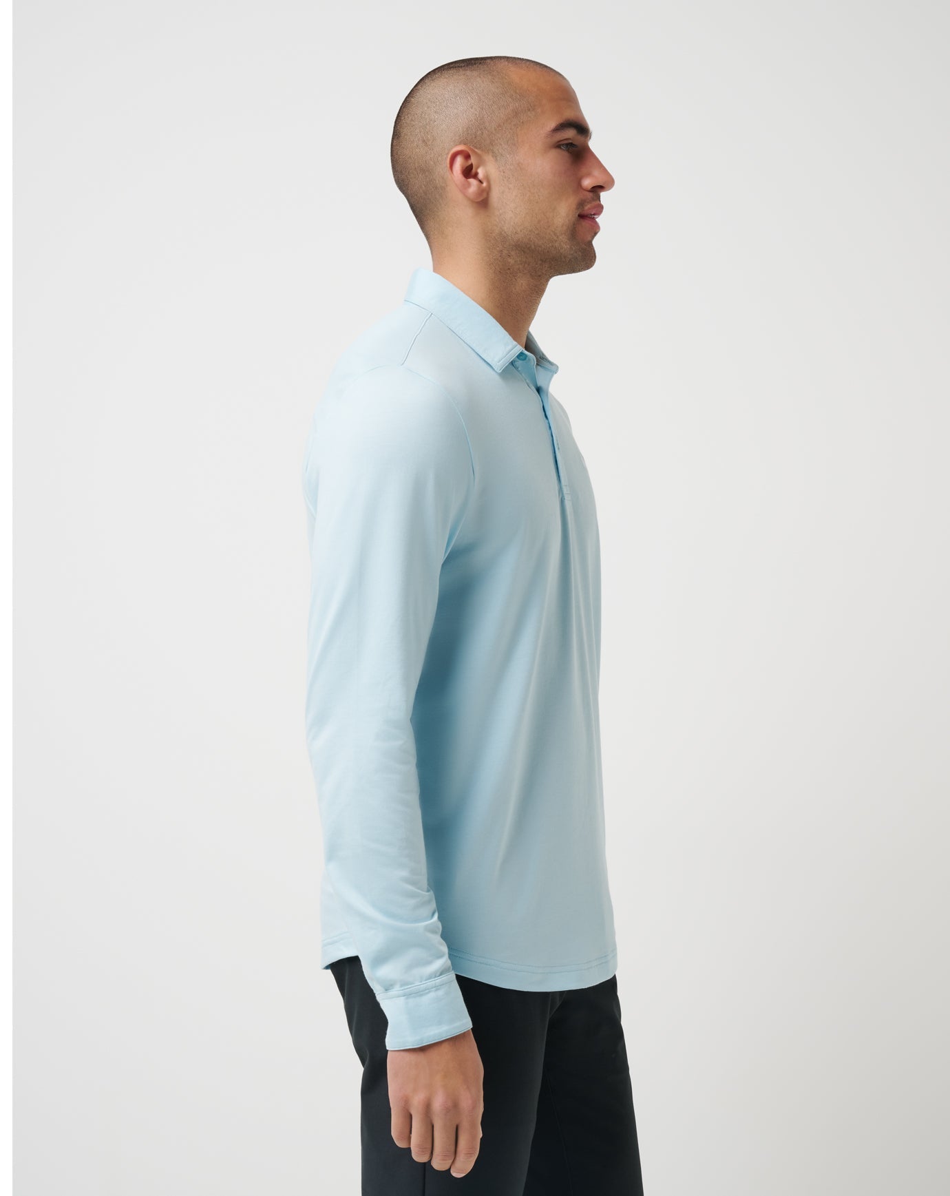 Cory Blue Travis Mathew Featherweight Long Sleeve Polo