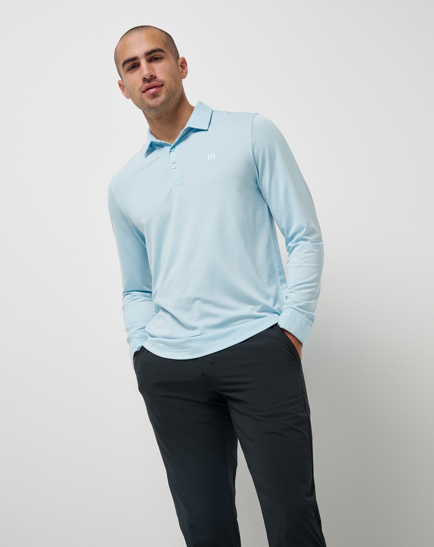 Cory Blue Travis Mathew Featherweight Long Sleeve Polo