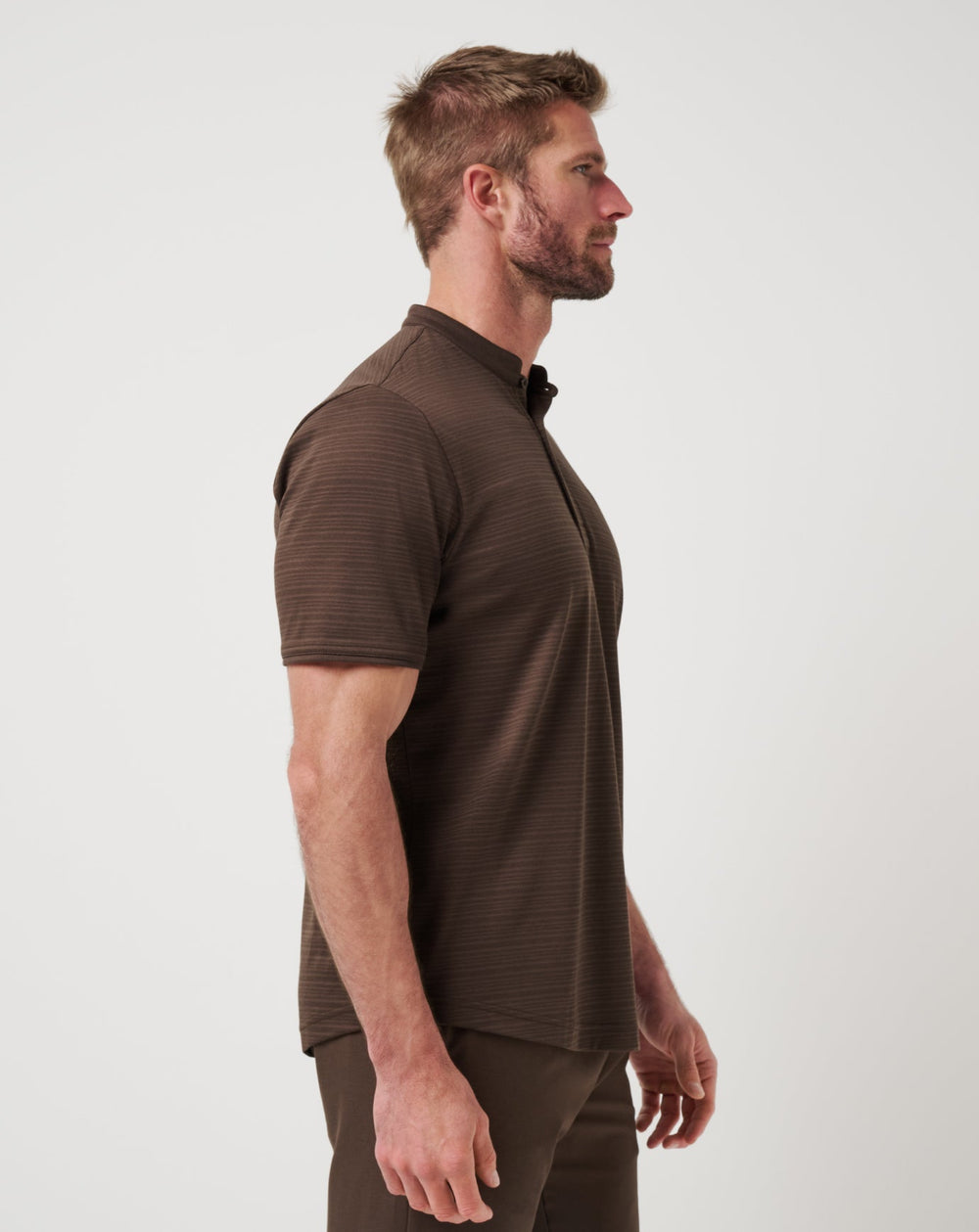 Chocolate Brown Travis Mathew Winning Record Henley Polo