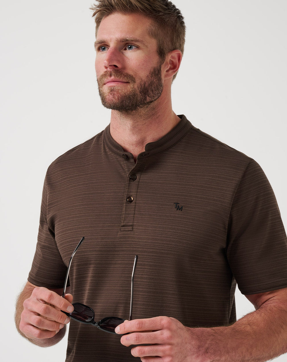 Chocolate Brown Travis Mathew Winning Record Henley Polo
