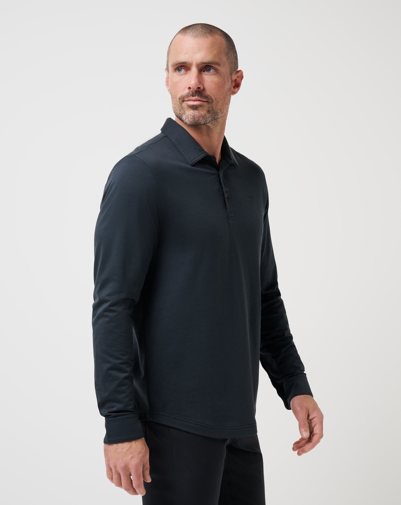 Black Travis Mathew Featherweight Long Sleeve Polo