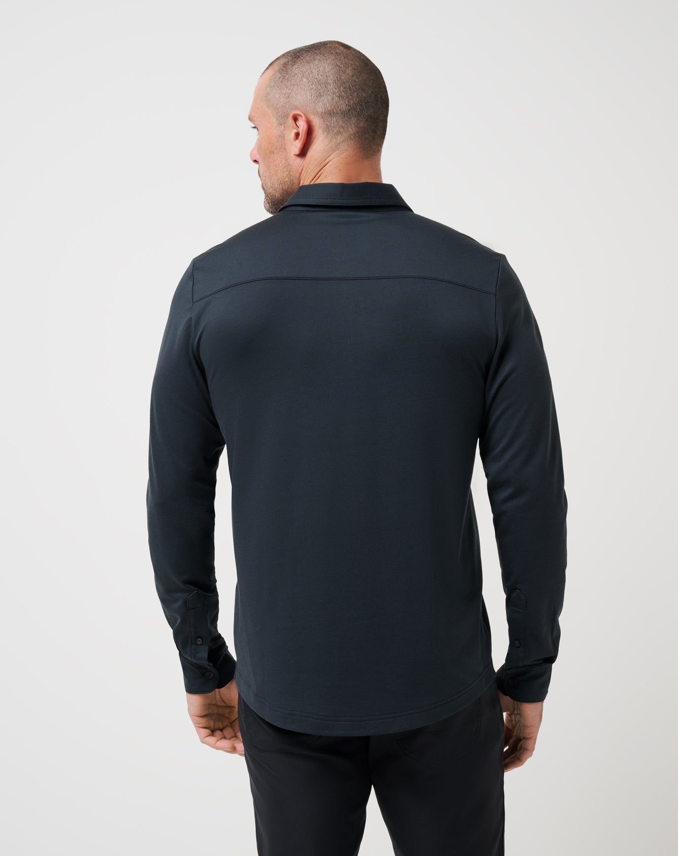Black Travis Mathew Featherweight Long Sleeve Polo