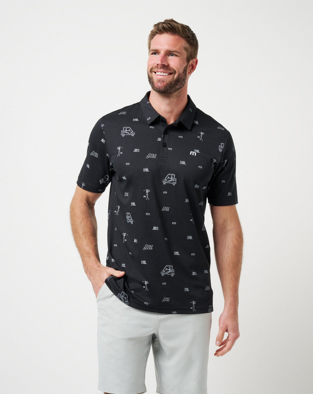 Black Travis Mathew Golf Sucks Polo