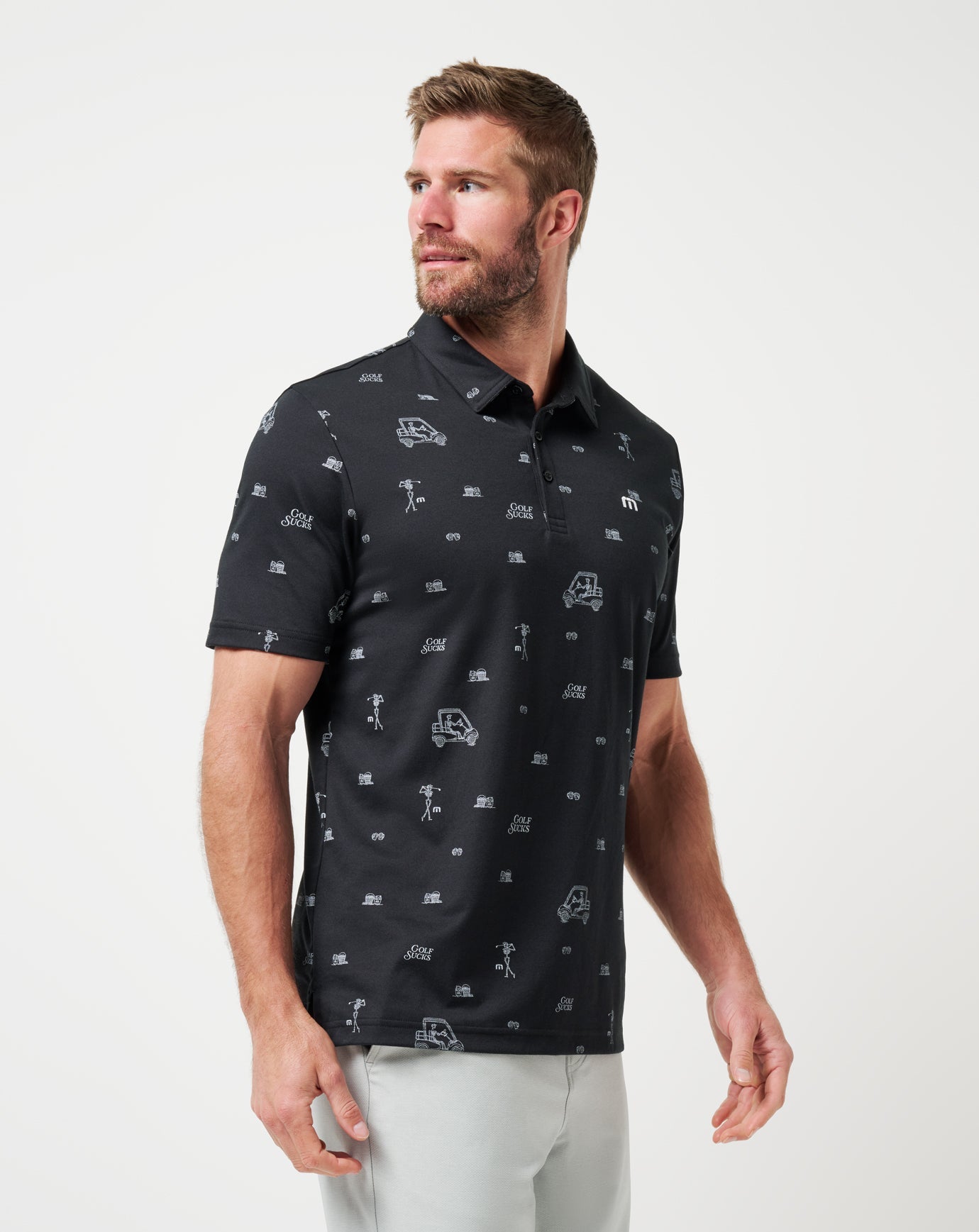 Black Travis Mathew Golf Sucks Polo