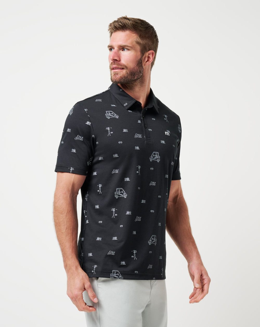 Black Travis Mathew Golf Sucks Polo