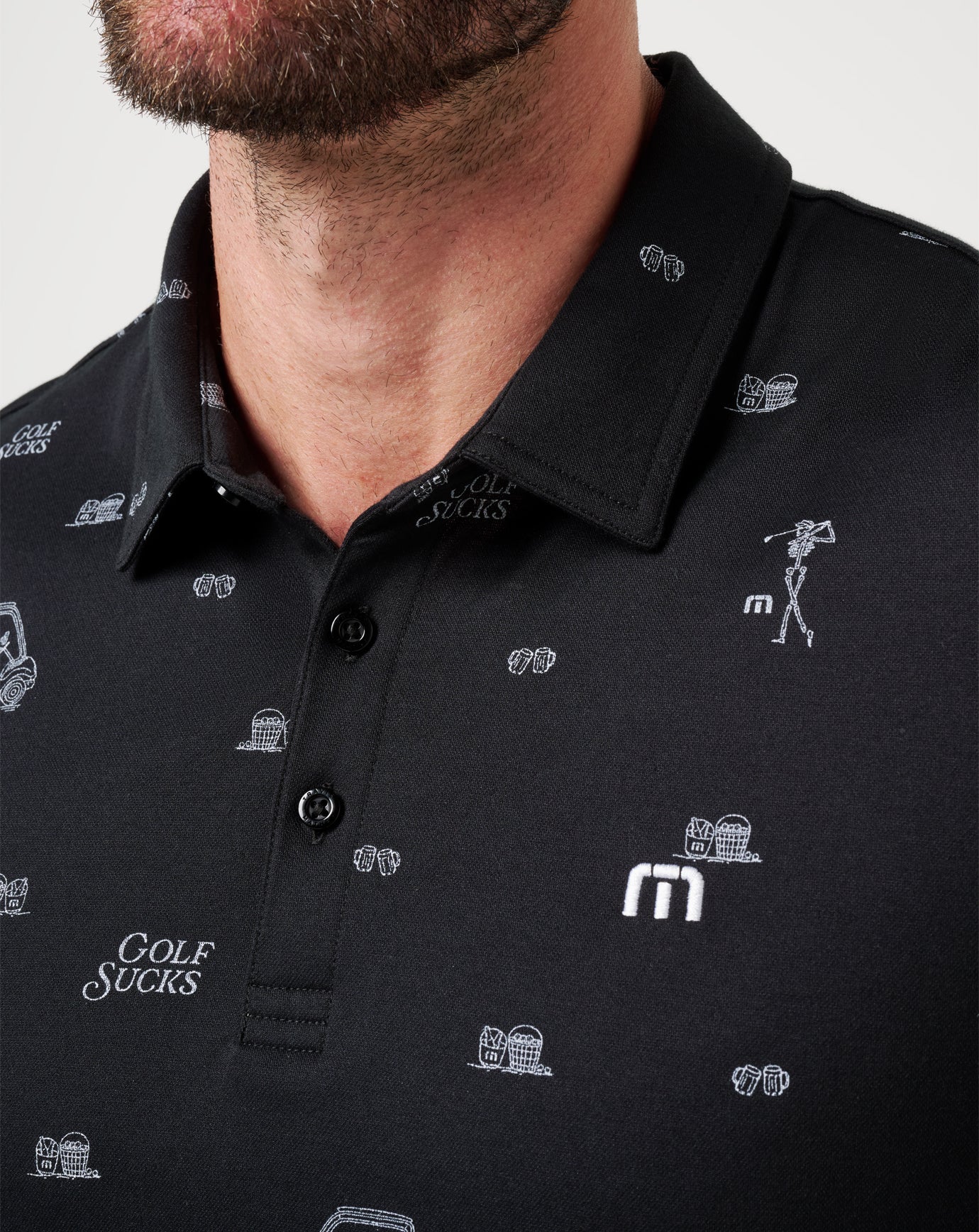 Black Travis Mathew Golf Sucks Polo