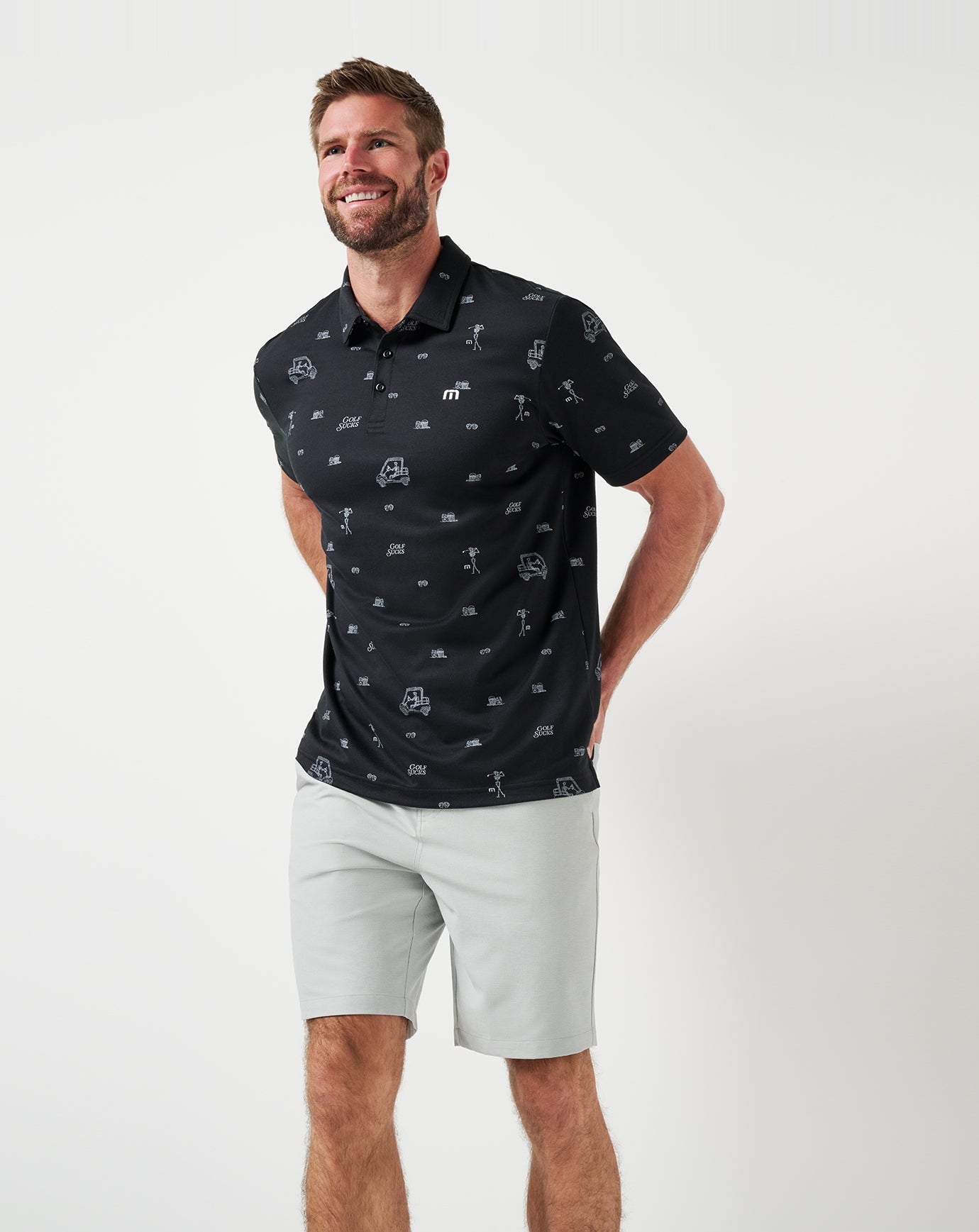 Black Travis Mathew Golf Sucks Polo