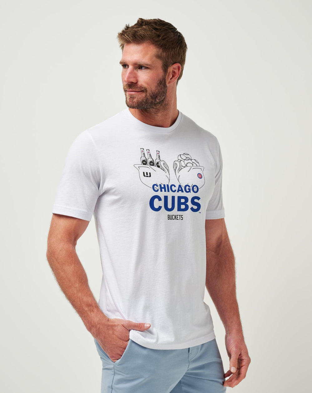 White Travis Mathew Chicago Cubs Strike One Tee