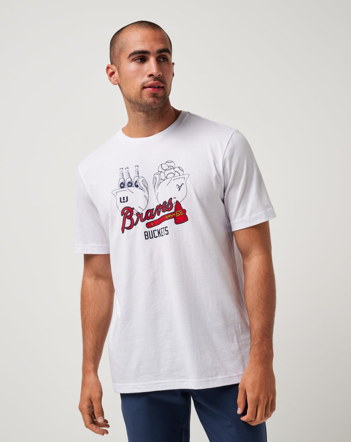 White Travis Mathew Atlanta Braves Strike One Tee