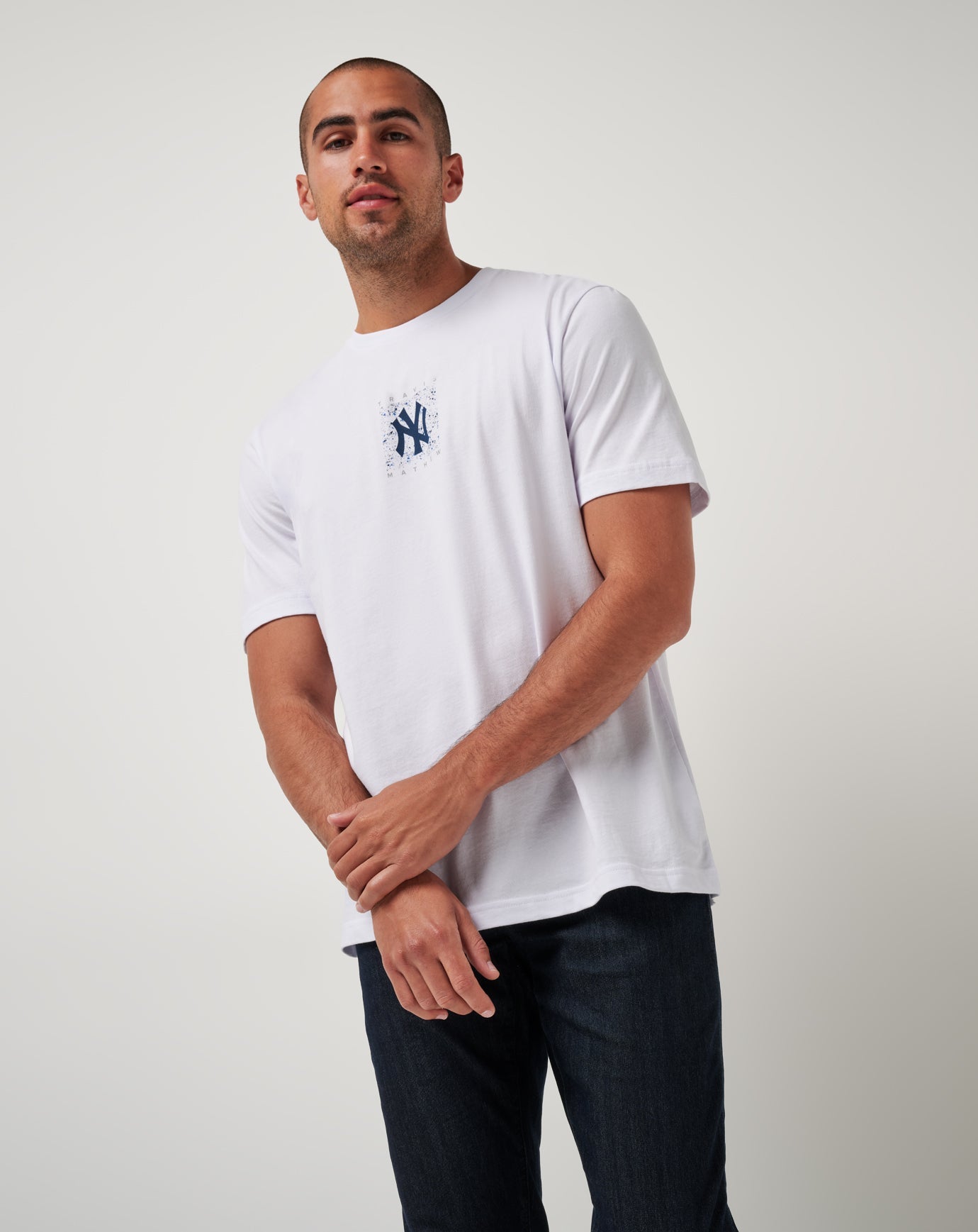 White Travis Mathew New York Yankees In The Dugout Tee