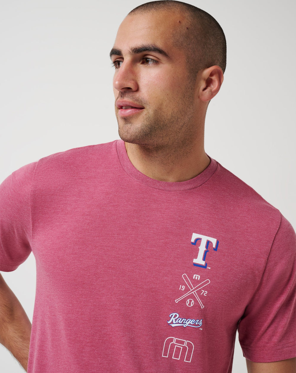 Heather Red Travis Mathew Texas Rangers Sunset Slam 2.0 Tee