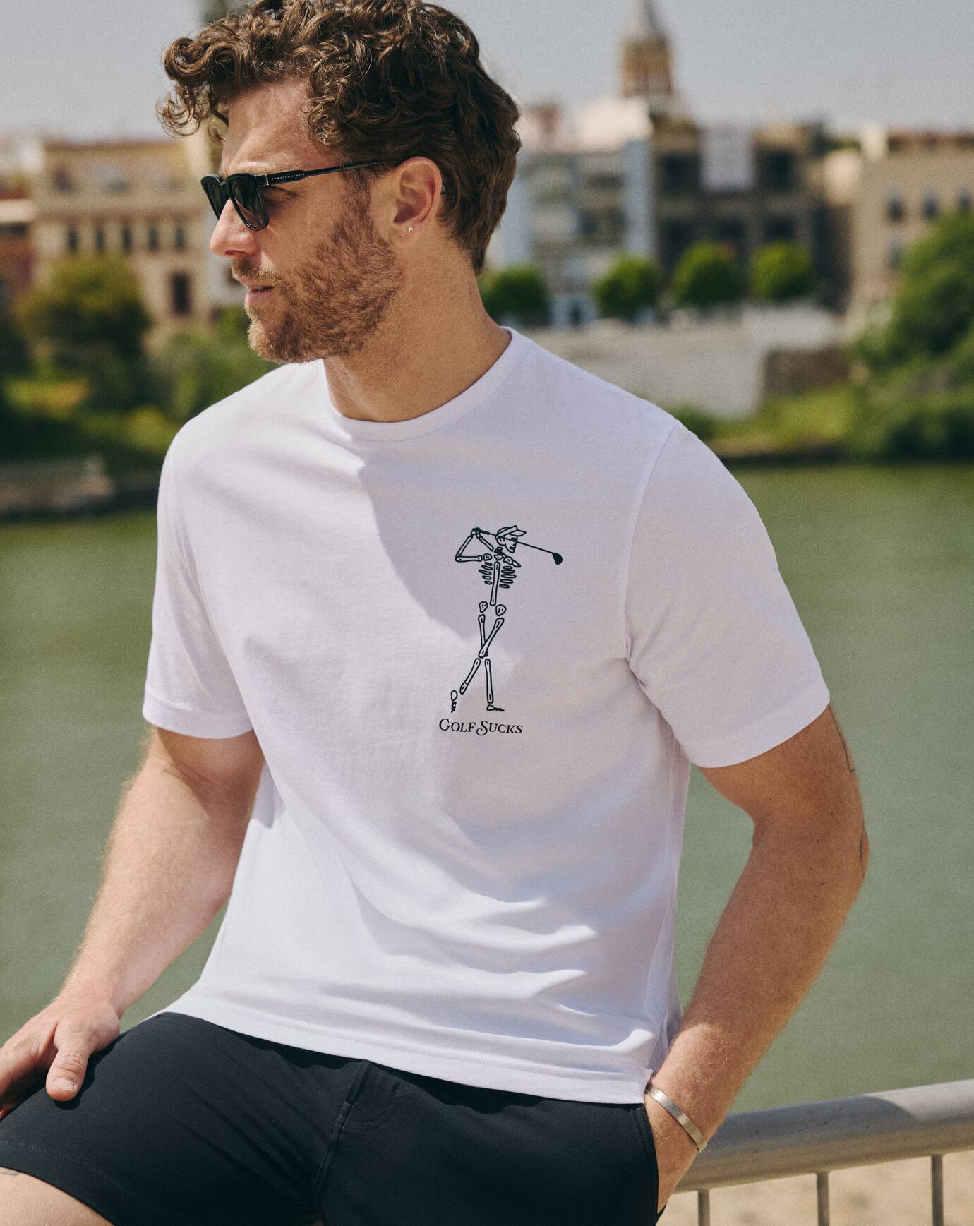White Travis Mathew Golf Sucks Tee