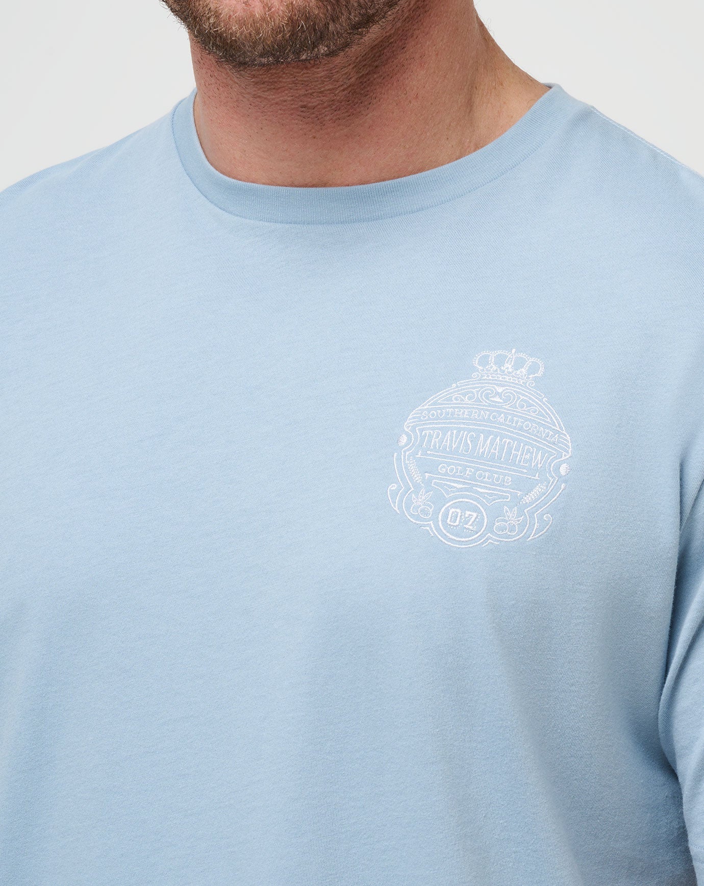 Dusty Blue Travis Mathew Name Association Tee