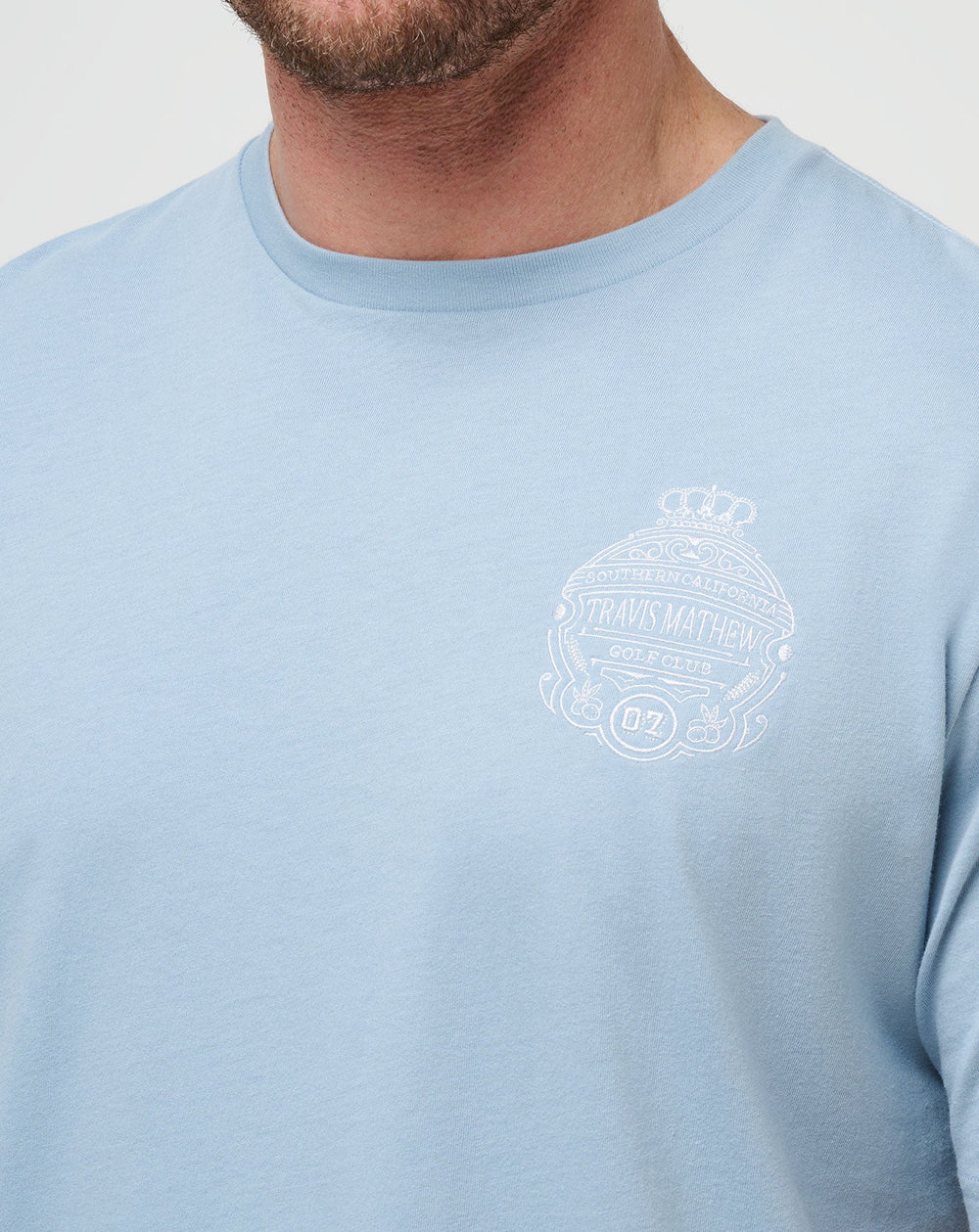 Dusty Blue Travis Mathew Name Association Tee