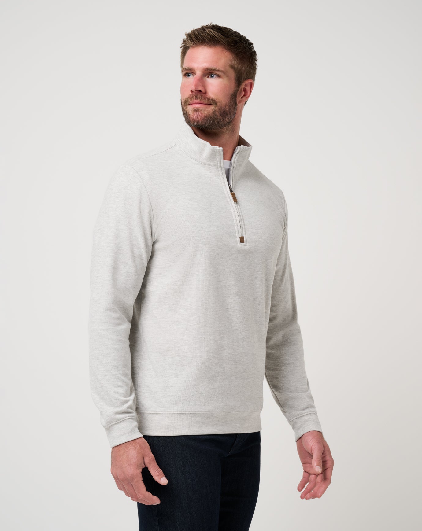 Heather Grey Travis Mathew Cloud Sweater Quarter Zip