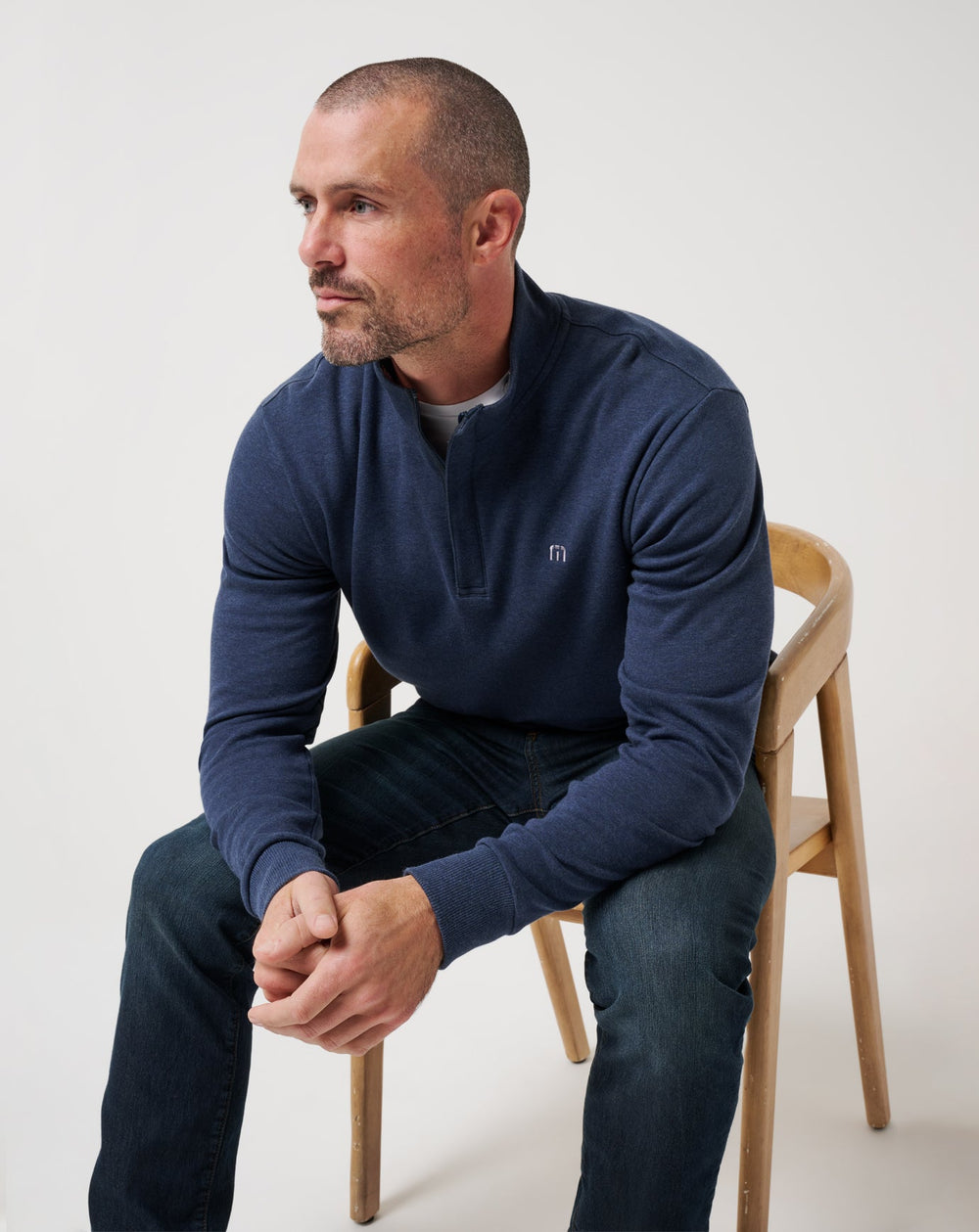 Heather Blue Travis Mathew Cloud Quarter Zip 2.0