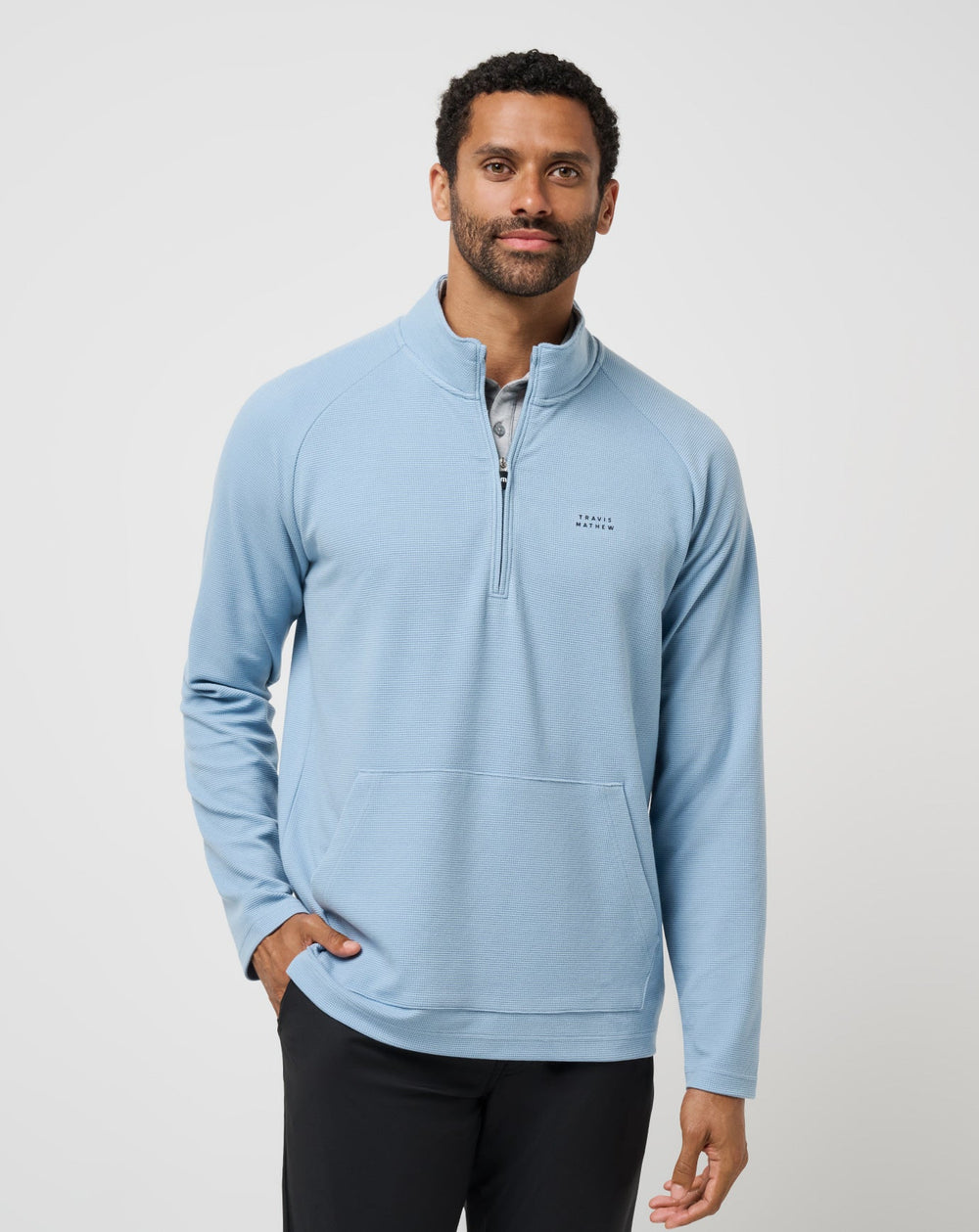 Dusty Blue Travis Mathew Performance Waffle Quarter Zip