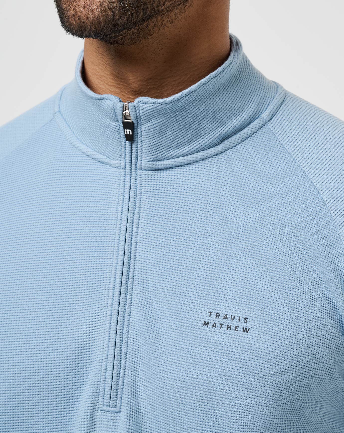 Dusty Blue Travis Mathew Performance Waffle Quarter Zip