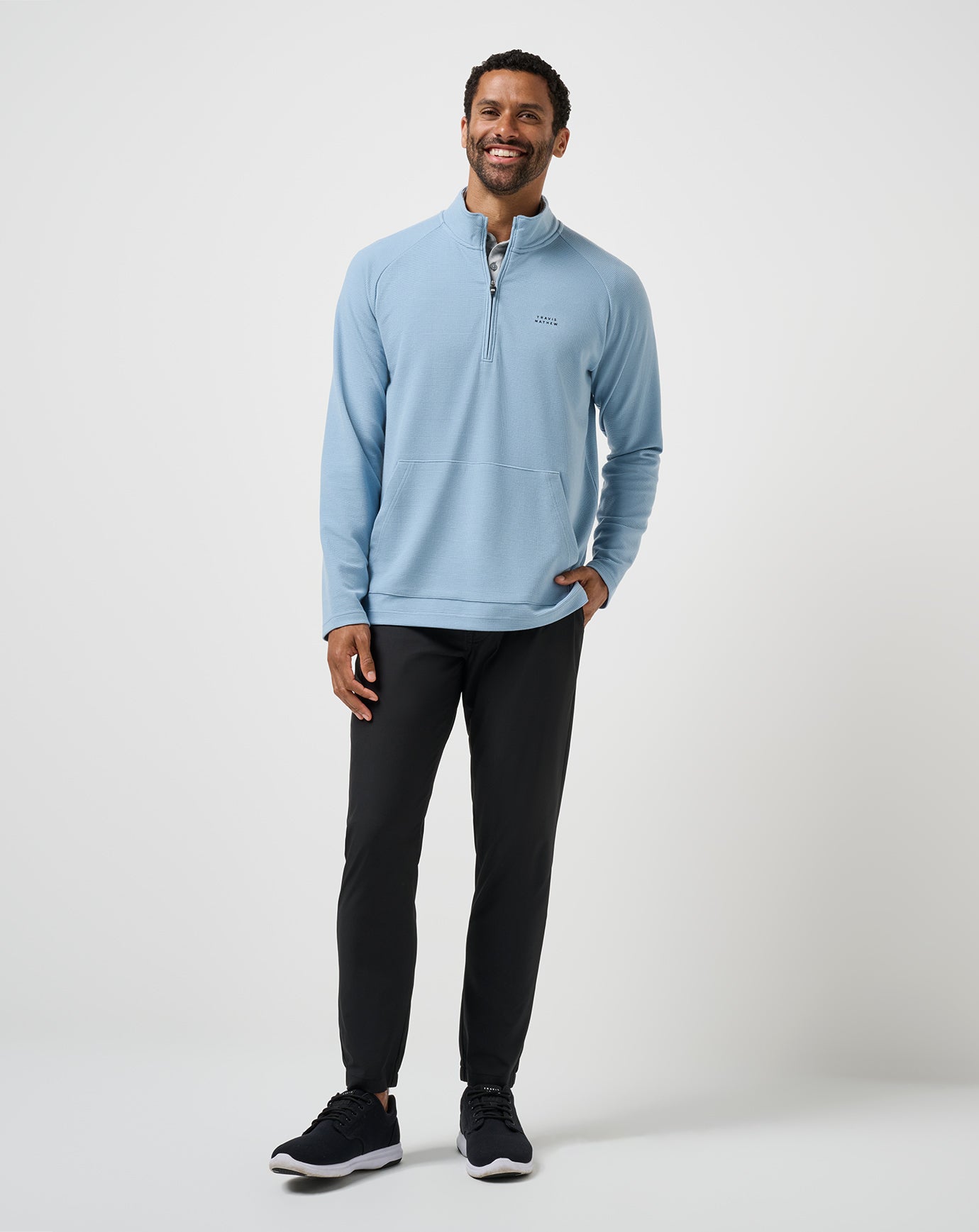 Dusty Blue Travis Mathew Performance Waffle Quarter Zip