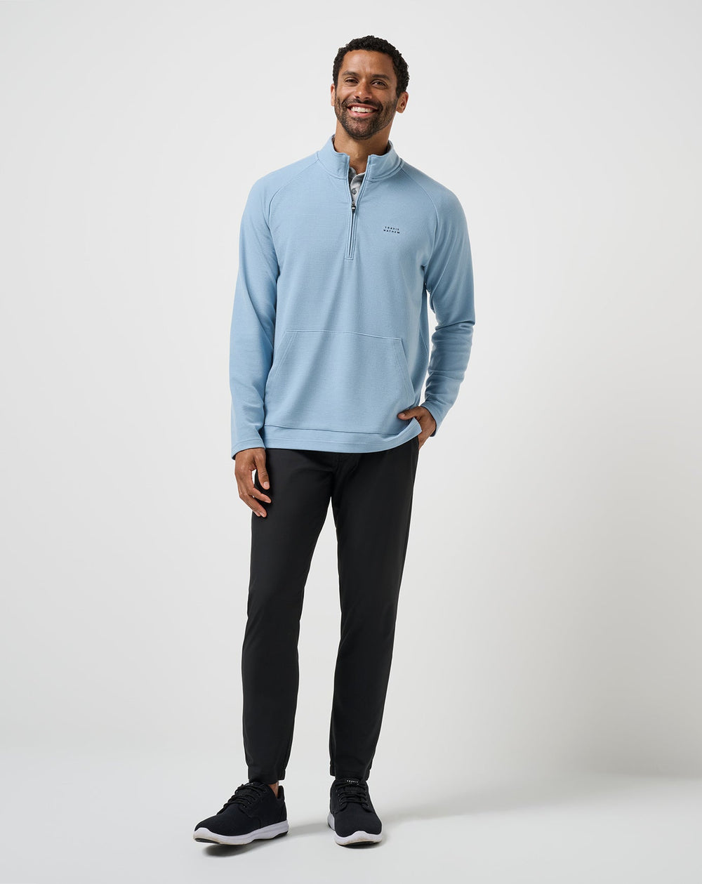 Dusty Blue Travis Mathew Performance Waffle Quarter Zip