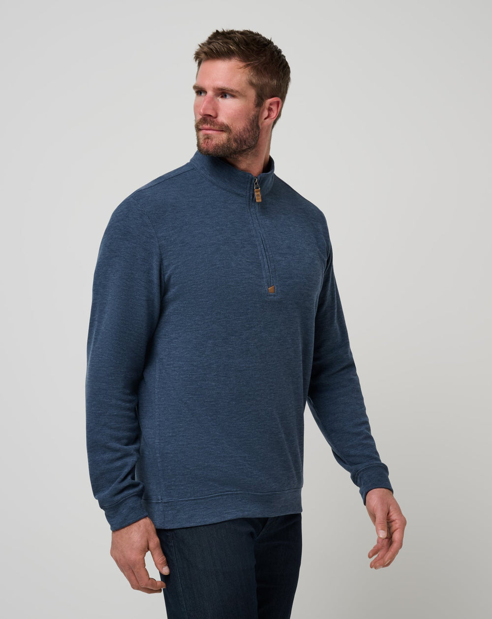 Heather Navy Travis Mathew Cloud Sweater Quarter Zip