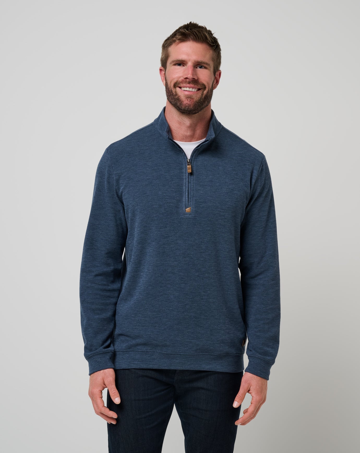 Heather Navy Travis Mathew Cloud Sweater Quarter Zip