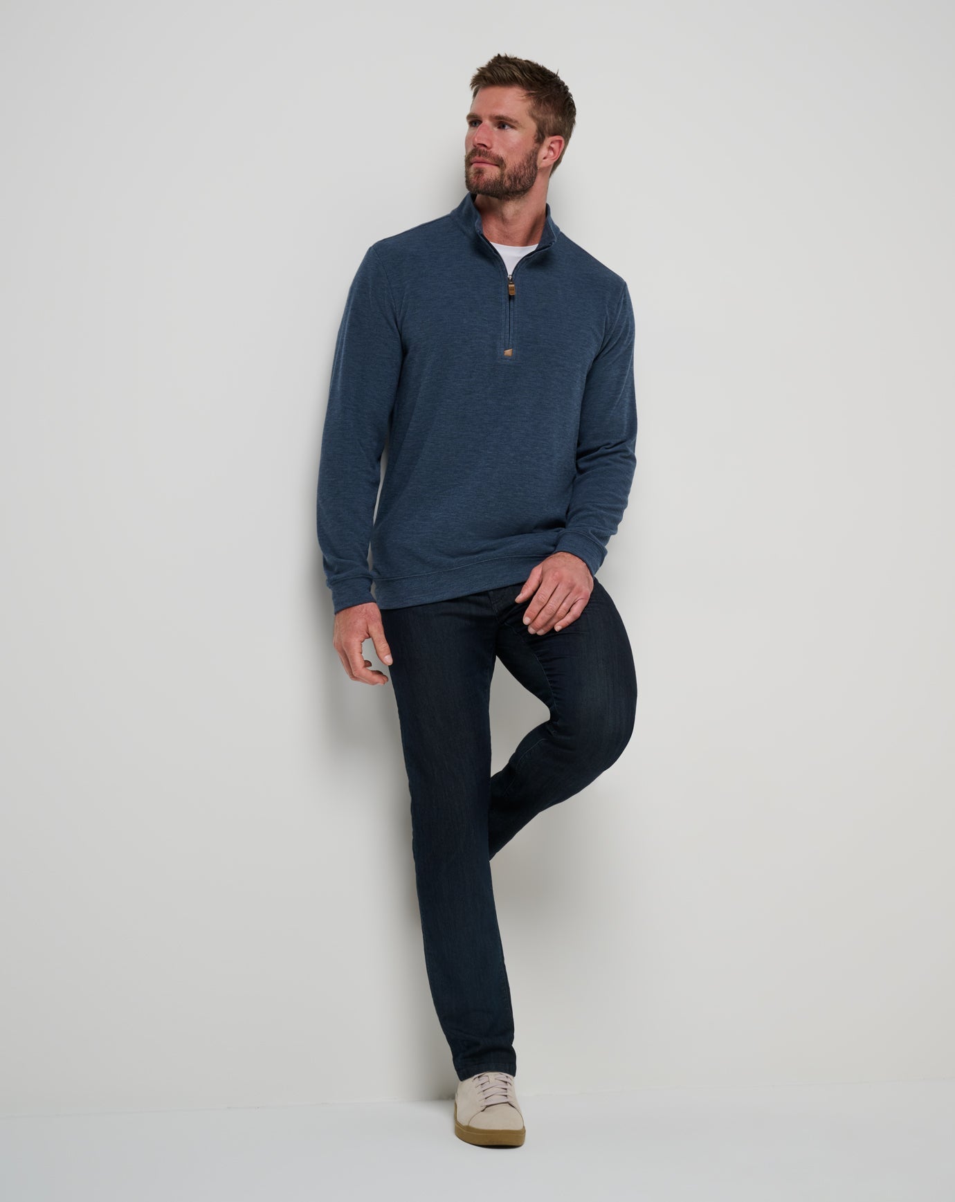 Heather Navy Travis Mathew Cloud Sweater Quarter Zip