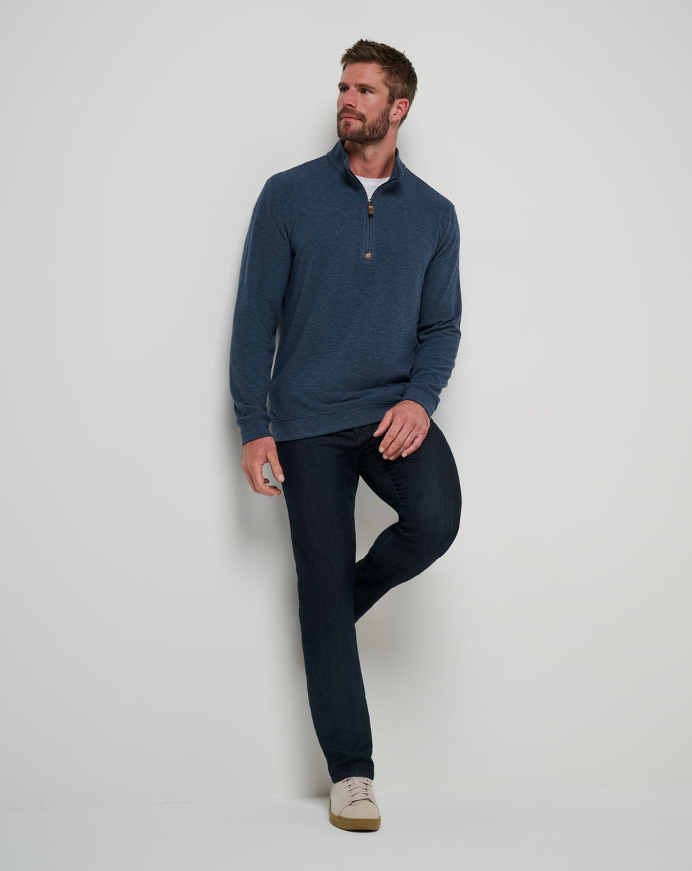 Heather Navy Travis Mathew Cloud Sweater Quarter Zip