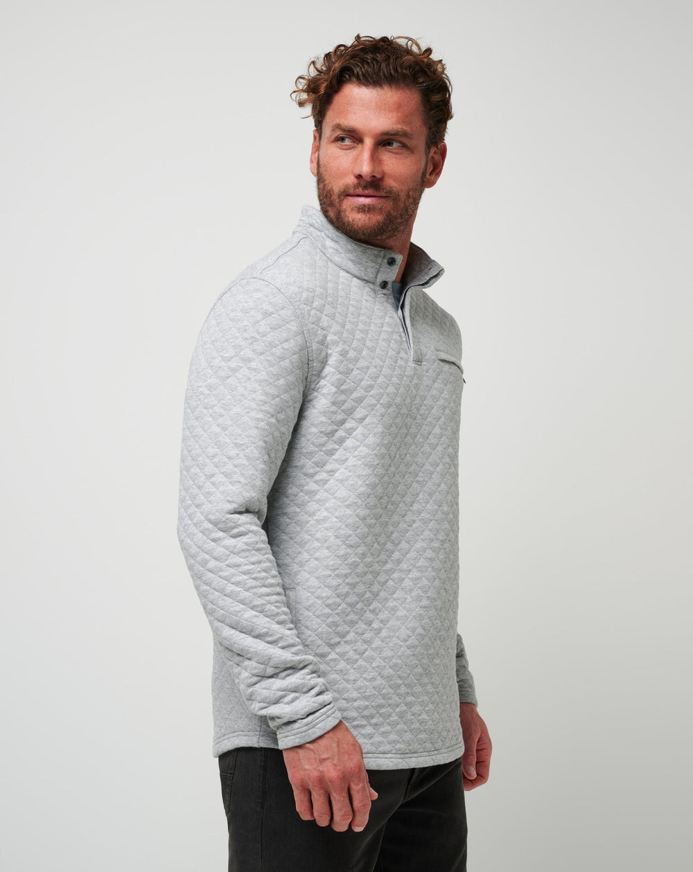 Heather Light Grey Travis Mathew Transatlantic Quarter Zip