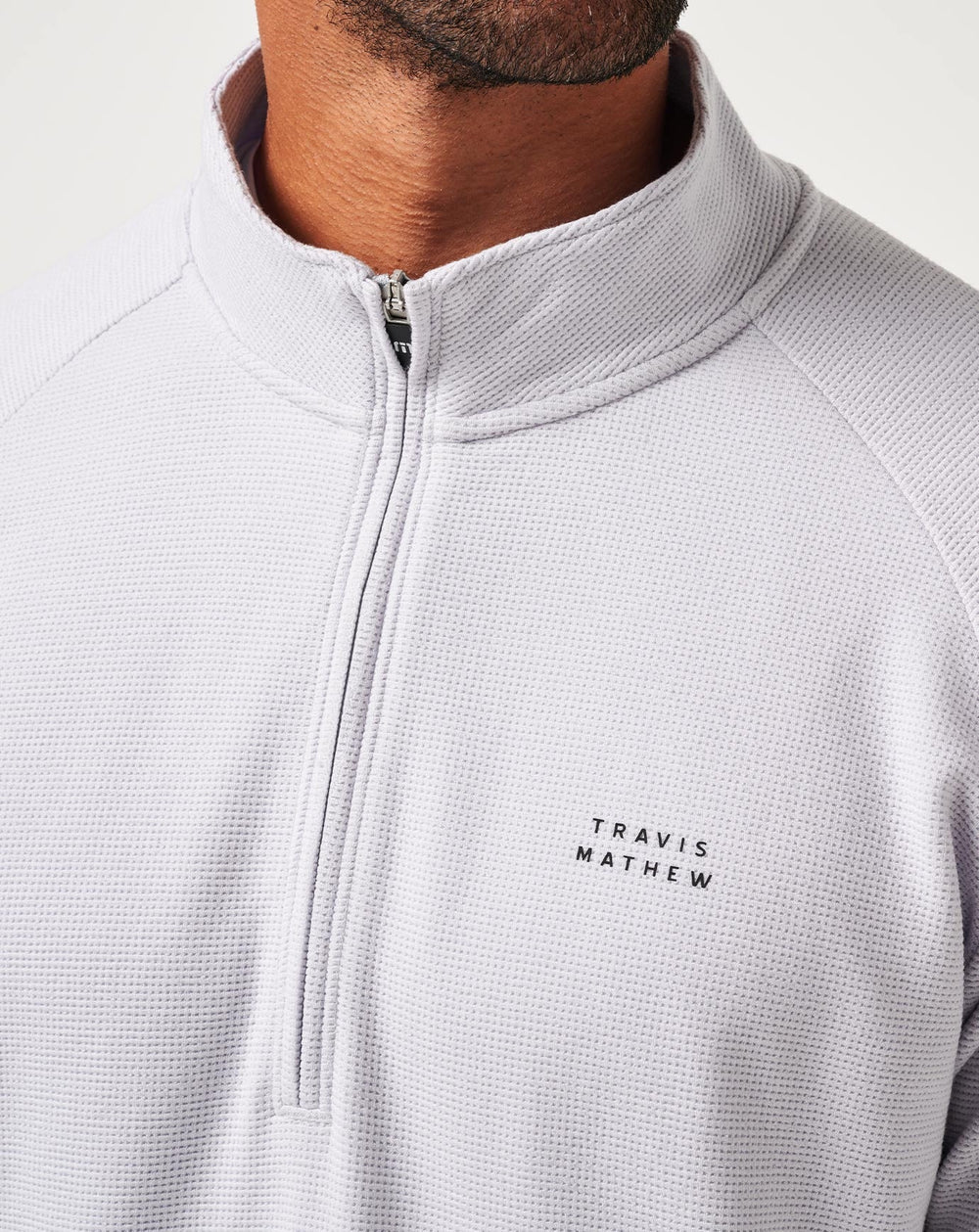 Heather Light Grey Travis Mathew Performance Waffle Quarter Zip