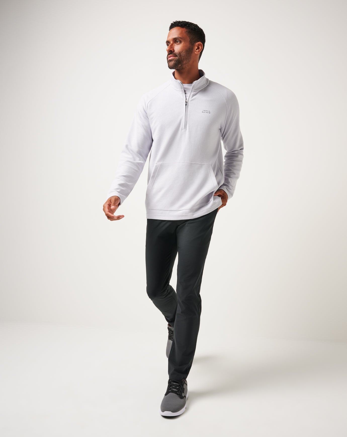 Heather Light Grey Travis Mathew Performance Waffle Quarter Zip