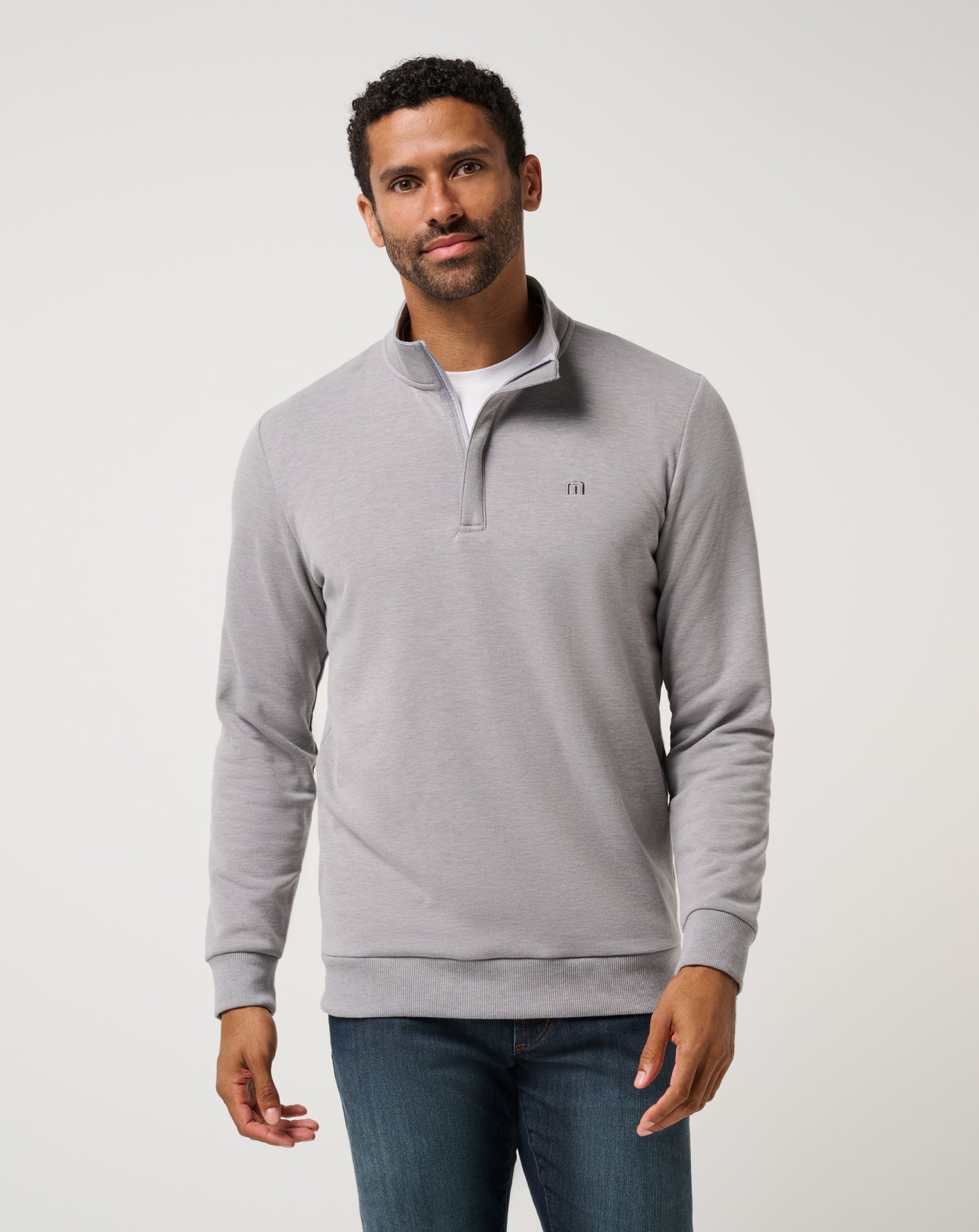 Heather Medium Grey Travis Mathew Cloud Quarter Zip 2.0