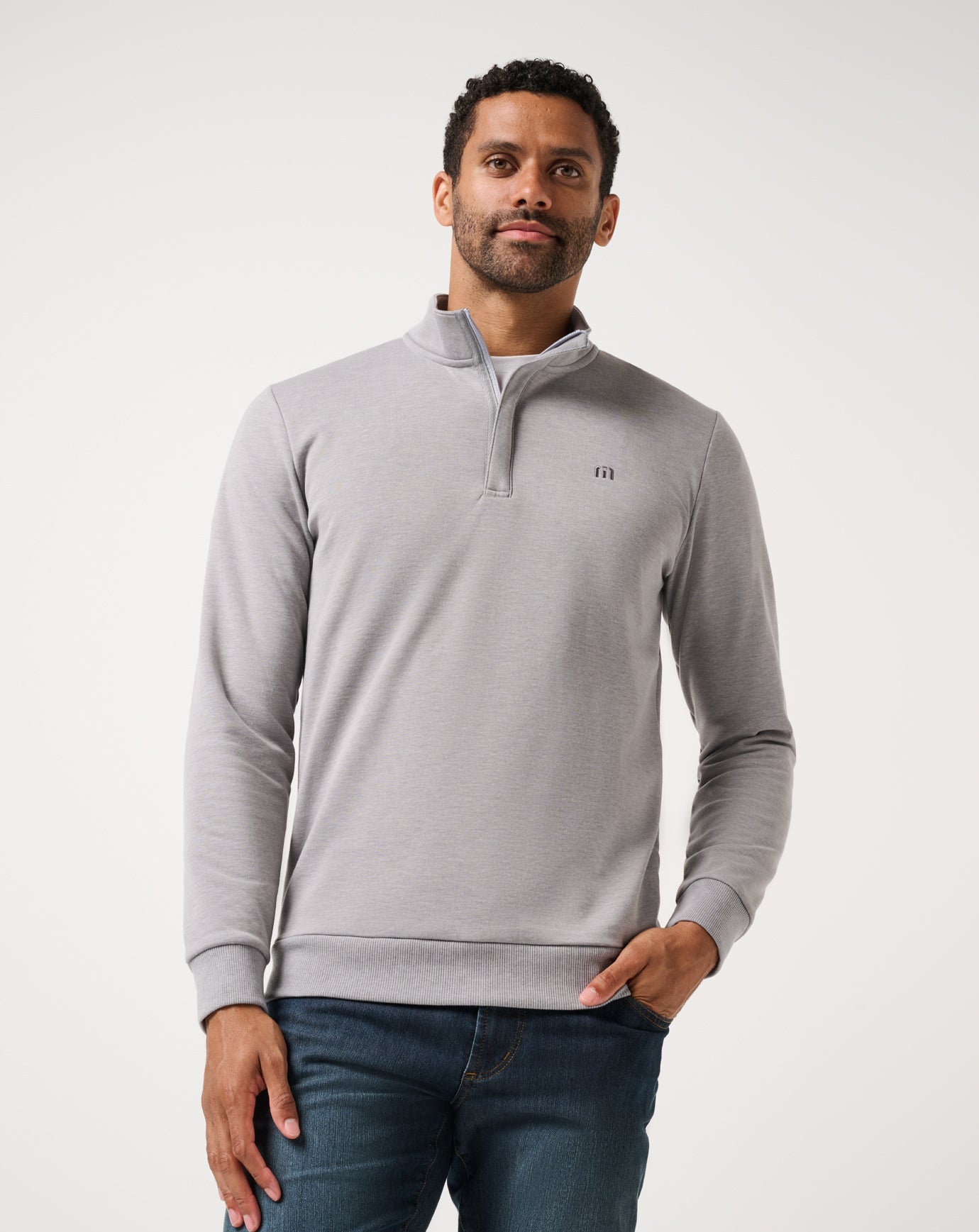 Heather Medium Grey Travis Mathew Cloud Quarter Zip 2.0
