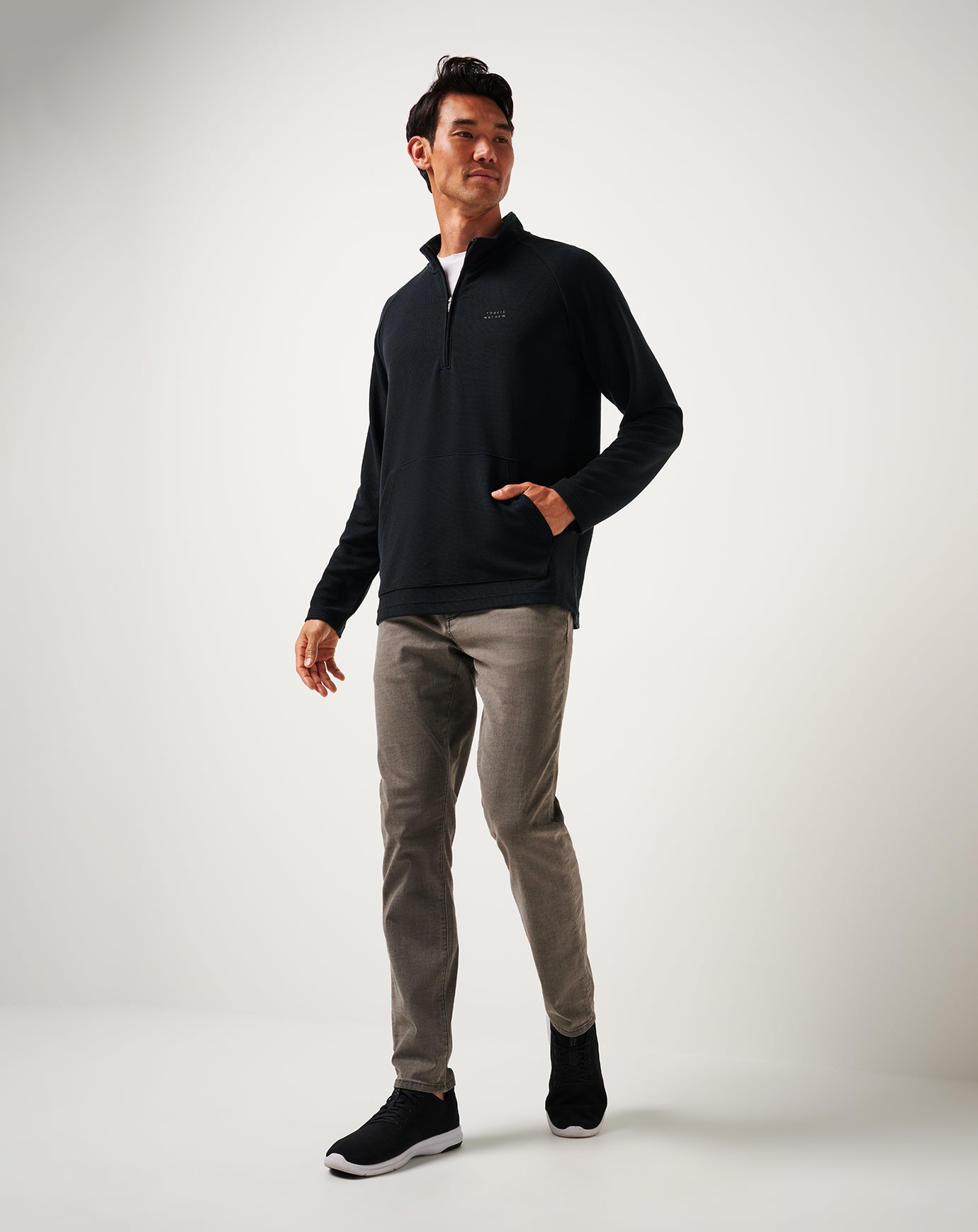 Black Travis Mathew Performance Waffle Quarter Zip