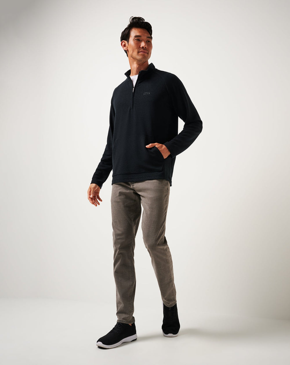 Black Travis Mathew Performance Waffle Quarter Zip