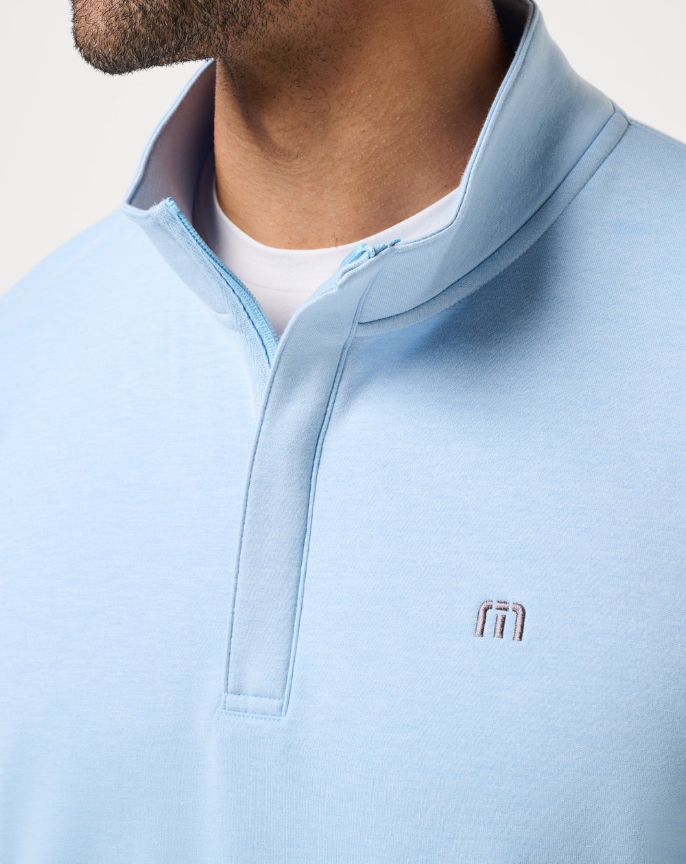 Heather Powder Blue Travis Mathew Cloud Quarter Zip 2.0