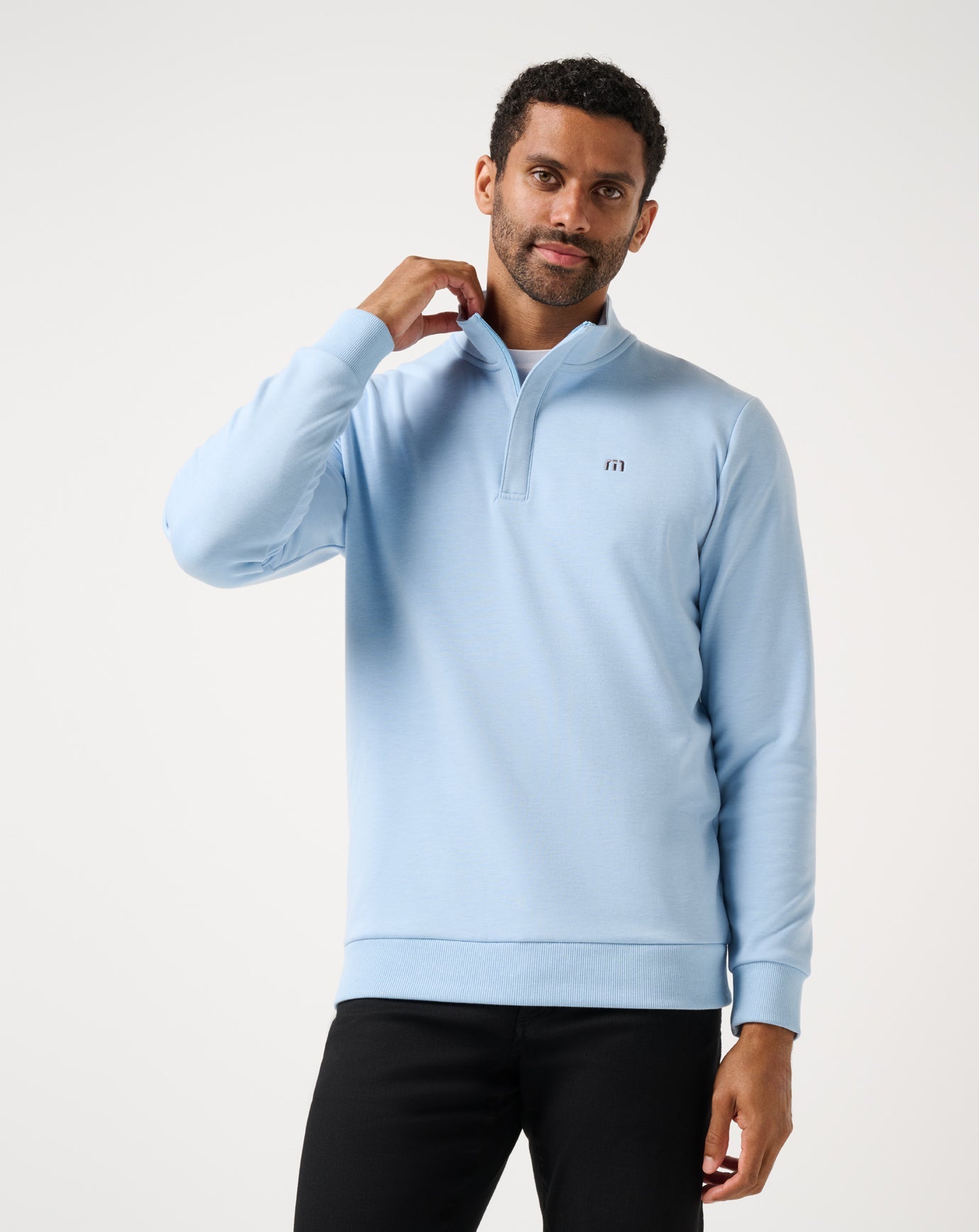 Heather Powder Blue Travis Mathew Cloud Quarter Zip 2.0