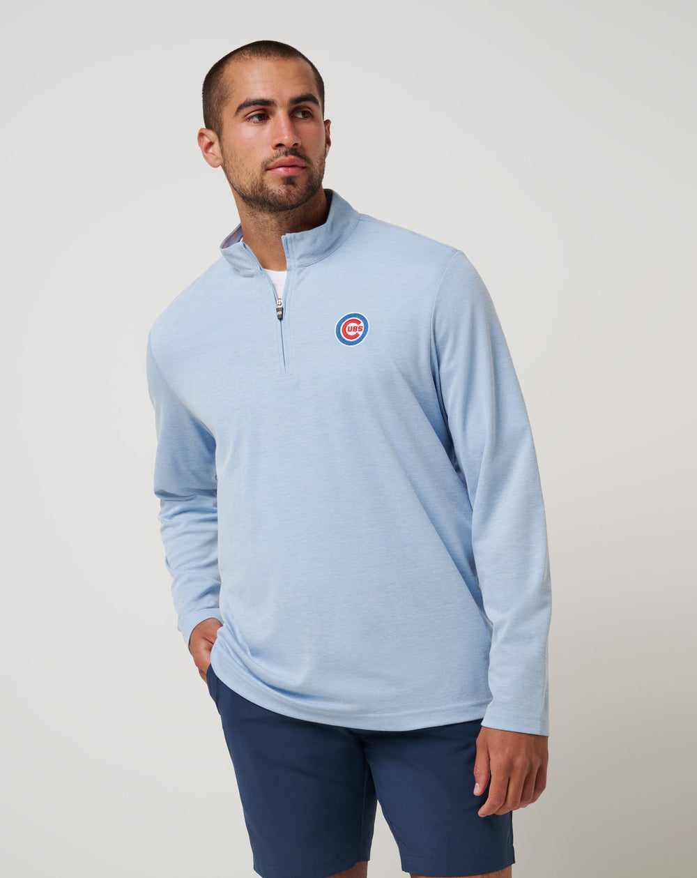 Heather Blue Travis Mathew Chicago Cubs Time To Tailgate Quarter Zip