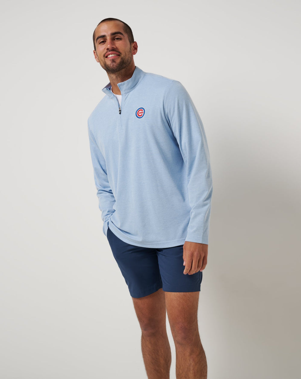 Heather Blue Travis Mathew Chicago Cubs Time To Tailgate Quarter Zip